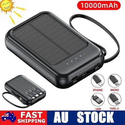 10000mah LED Power Mini Bank Portable USB Type C Solar External Battery Charger - image 1 of 4