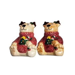 Christmas Bear Salt & Pepper Shakers Set – Holiday Sweater Ceramic Decor - Picture 1 of 4