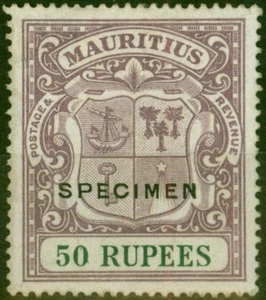 Mauritius 1924 50R Dull Purple & Green Specimen SG222s Fine MM - Picture 1 of 1