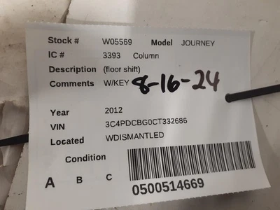 Used Steering Column fits: 2012 Dodge Journey floor shift Grade A - Image 1 of 4
