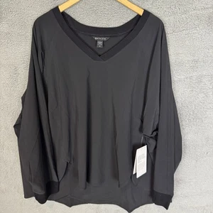 Athleta Zephyr Vneck Tee Womens 3X Black Long Sleeve Tunic V-Neck NWT - Picture 1 of 10