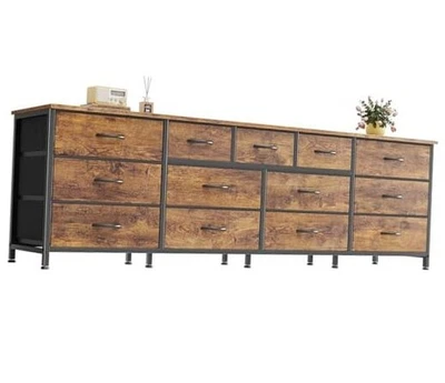  Cômoda de 70 polegadas para quarto, suporte de TV para TV 65, 75, 80 polegadas, marrom rústico 13 - Imagem 1 de 4