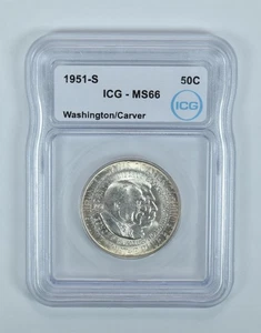 1951-S Washington Carver Commemorative Half Dollar MS66 ICG - Picture 1 of 5