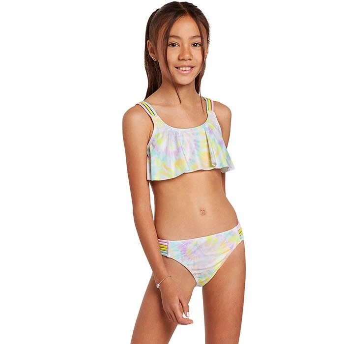 Volcom Kids 2234 Neon Trippin Out Girls Flutter Bikini Set Size 14 - Image 1 of 3