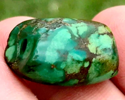 ANTIGUA CUENTA TURQUESA TIBETANA MUY ANTIGUA RARA - ¡HERMOSA PÁTINA USADA! Foto 1 de 4