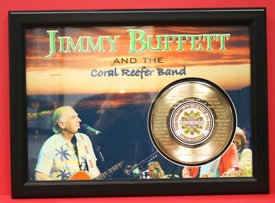 Jimmy Buffett Poster Art Wood Framed 45 Gold Record Display C3 - Image 1 of 3