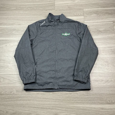 Dallas Stars Jacket Mens Large Gray CCM NHL Hockey Full Zip Cover