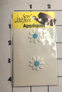 Blue White Flowers Patch Sealed Embroidered Sew On Applique - Picture 1 of 1