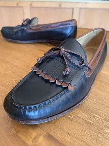 Allen Edmonds Black Woodstock Braded Tie Kiltie Loafers 10 E - Picture 1 of 12