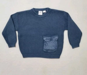 ZARA KIDS DENIM KNIT SWEATER WITH POCKET SIZE 3-4 YEARS - Picture 1 of 3