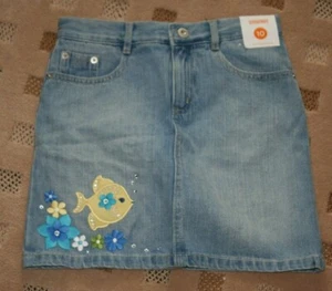 Gymboree SEA SPLASH Vintage NWT 10 Blue jean fish gem skort - Picture 1 of 2