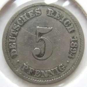 Münze Deutsches Reich Kaiserreich 5 Pfennig 1894 F in Schön / Sehr schön - Bild 1 von 2