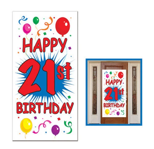 FELIZ 21º CUMPLEAÑOS Fiesta ESCENA SETTER Pared/Puerta Cubierta Cartel Decoración Edad 21 Foto 1 de 1