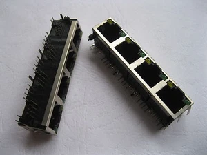 15 pcs Side Entry 4Ports RJ45 Modular PCB Jack Connector 56 8P with LED Lamp 1x4 - Picture 1 of 2