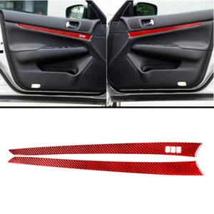 2x Red Carbon Fiber Interior Front Door Panel Cover Trim For Infiniti G37 Sedan - Picture 1 of 12