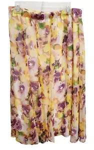 Vintage CJ Banks Womens Maxi Skirt Size 14W Yellow Purple Floral Cottagecore New - Picture 1 of 7