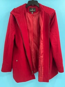 London Fog Women's Red Long Hooded Wool Jacket Size-XXL - Picture 1 of 7