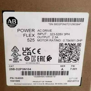 New Factory Sealed AB 25B-D2P3N104 /A PowerFlex 525 AC Drive 25BD2P3N104 - Picture 1 of 3