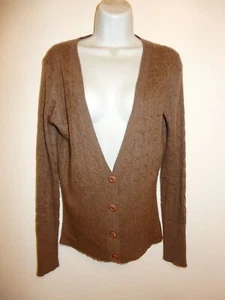 ¿MEZCLA DE LANA BCBGMAXAZRIA? CÁRDIGAN DE PUNTO DE CABLE MARRÓN MANGA LARGA CUELLO EN V S - Imagen 1 de 11