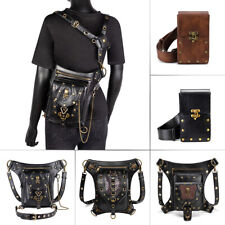Steampunk Leather Waist Bag Vintage Gothic Rock Fanny Pack Leg Bag Shoulder Bag