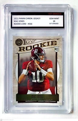2021 Mac Jones Panini Chronicles Legacy RC #366 1st Graded 10 - Image 1 of 2