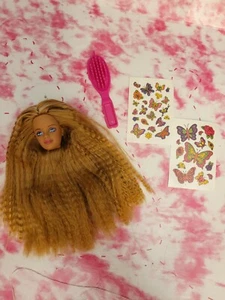 Barbie Butterfly Art Head 1998 Beautiful Crimped Hair - Picture 1 of 11