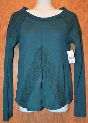 Camisa térmica de manga larga It's Our Time de encaje verde azulado bonita para mujer pequeña nueva con etiquetas Foto 1 de 2