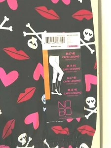 NOBO Junior's Skull/Heart Capri Leggings Sz M - Picture 1 of 3