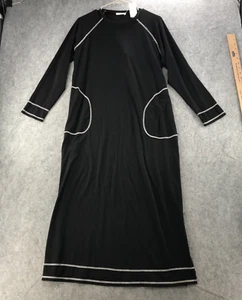 Ekouaer Dress Size M (runs small) Black Long Sleeve T-Shirt Maxi Super Soft NWT - Picture 1 of 11