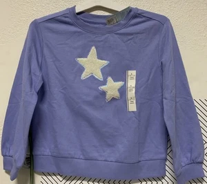 🥥 Cat & Jack Girls’ STARS Pullover Sweatshirt Size L (10/12)🆕 - Picture 1 of 7