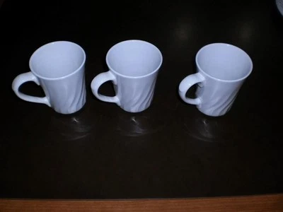 3 tazas de café/té Corelle Corning Ware invierno escarcha blanco remolino mango en D bonitas Foto 1 de 4