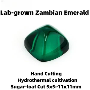 Sugar-loaf Cut Lab-Grown Zambian Emeralds Loose Green Gemstone For Ring Inlay - Picture 1 of 6