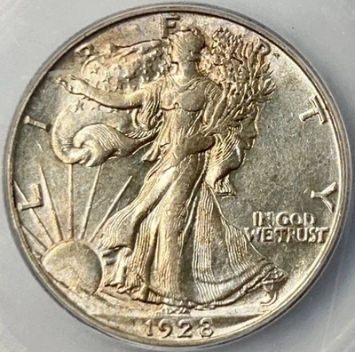 1928-S 50C ICG AU55 Walking Liberty Half Dollar 9555362701 - Image 1 of 3