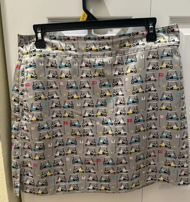 Falda corta IZOD para carritos de golf gris con verde turquesa y amarillo talla 6 preguntar Foto 1 de 4
