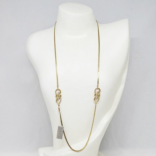 GIVENCHY Collana lunga tono oro con strass gioielli vintage mai usata