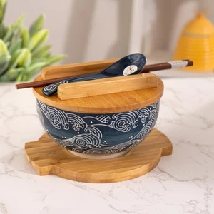 Urban Tokyo Japanese Kamameshi Style Ceramic Japanese Ramen Bowl With Spoon - Picture 1 of 1