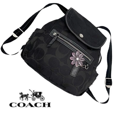 🌸 Mochila Coach Black Kyra Daisy Signature em Sig "C" 🌸 Nunca Usada MSRP $298 - Imagem 1 de 4
