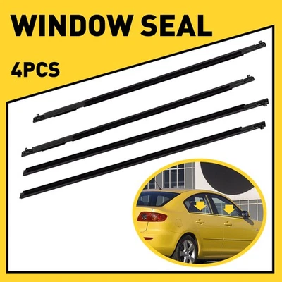 For Mazda Mazda3 2004-2009 Belt Weatherstrip Exterior Moulding Window Trim 4X - Image 1 of 4