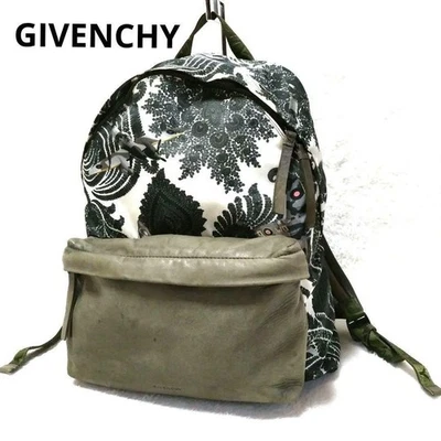 Givenchy Backpack Paisley Military Leather Nylon Black USED Auth #S2675 - Image 1 of 4