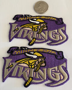 (2)- Minnesota Vikings vintage embroidered iron on Patches 3.5” X 2” Awesome!