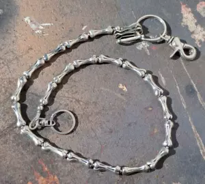 Misfit’s Edge: Bone & Chrome Titanium Wallet Chain – Dark Anthem of Rebellion - Picture 1 of 15