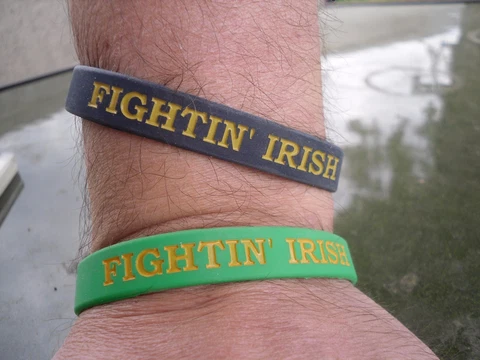 Notre Dame Fighting Irish Wristbands Bracelet "Fightin' Irish" Set Of 2 NCAA Cover