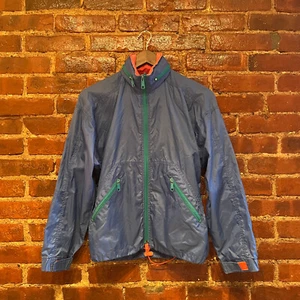 Vintage Eastern Mountain Sports Windbreaker Small Blue Hood Jacket Outdoor Hike - Picture 1 of 14