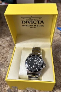 Invicta 43MM Men's Pro Diver Quartz 3 Hand Black Dial Stainless Watch - Picture 1 of 4