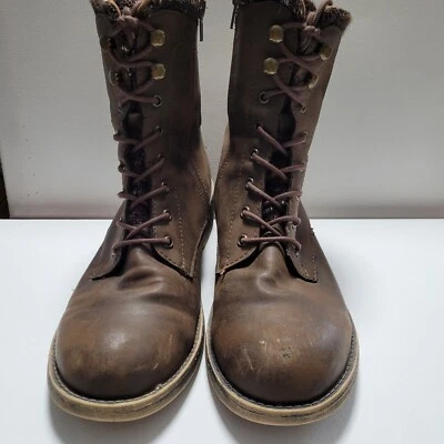 Botas de combate Rocket Dog marrón imitación cuero para mujer 9,5 tobillo cremallera con cordones forradas   Foto 1 de 4