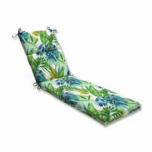 Floral 21 x 28.5 Outdoor Chaise Lounge Cushion in Blue/Green Soleil - Picture 1 of 3