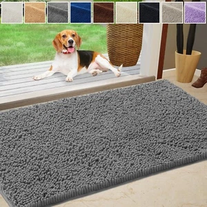 Non Slip Door Mat Small Large Washable Soft Rug Indoor Dirt Trapper Chenille Mat - Picture 1 of 37