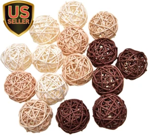15Pcs Wicker Rattan Balls Decorative Ball Orbs Vase Fillers Table Decor, Wedd... - Picture 1 of 1