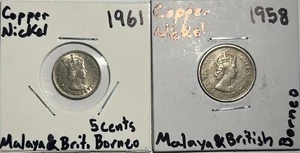 Lot Of Two Malaya & British Borneo Beautiful Vintage Coins. Check Description - Picture 1 of 6