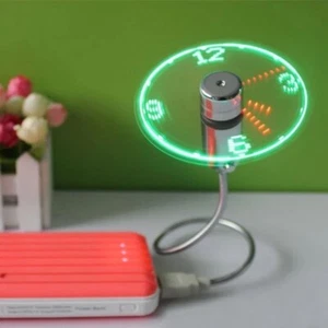 Mini USB Fan gadgets Flexible Col De Cygne LED Horloge Cool Pour ordinateur port - Afbeelding 1 van 5